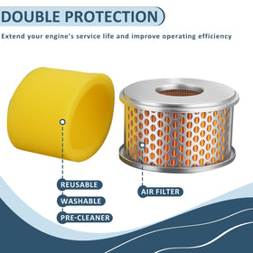 Poweka air filter compatibility diagram showing GX140 GX160 GX200 fit