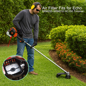Poweka HC150 hedge trimmer filter protects intake while trimming.