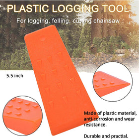 Poweka safety wedges in use show protective, user-friendly tool during logging.