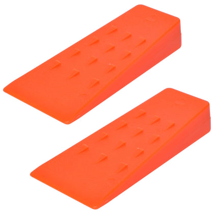 Poweka tree felling wedges with spikes, front view, for controlled cutting and safety.