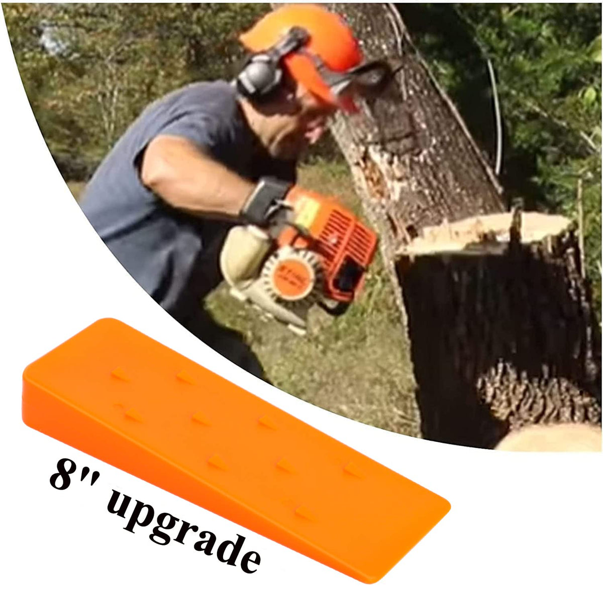 Poweka wedge in a tree cutting position guiding fall direction
