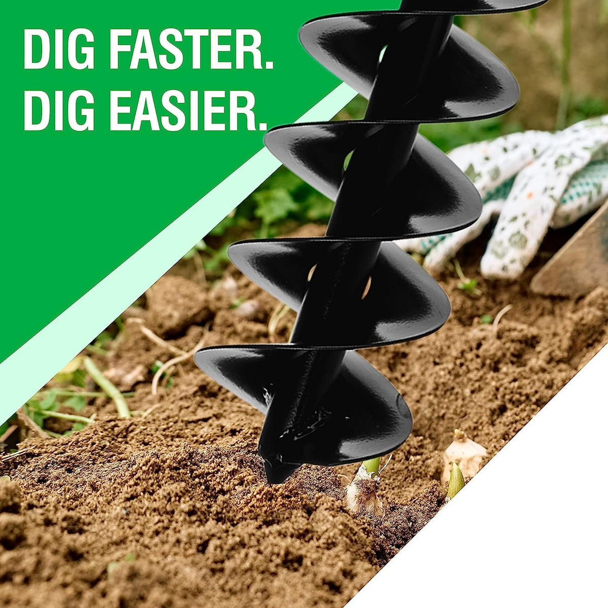 Power Planter auger extension digging through dirt and clay with ease