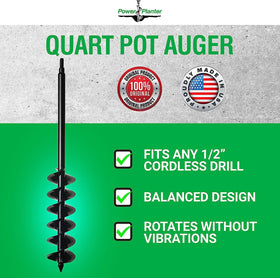 Power Planter auger extension with half-inch non-slip hex drive for secure drilling