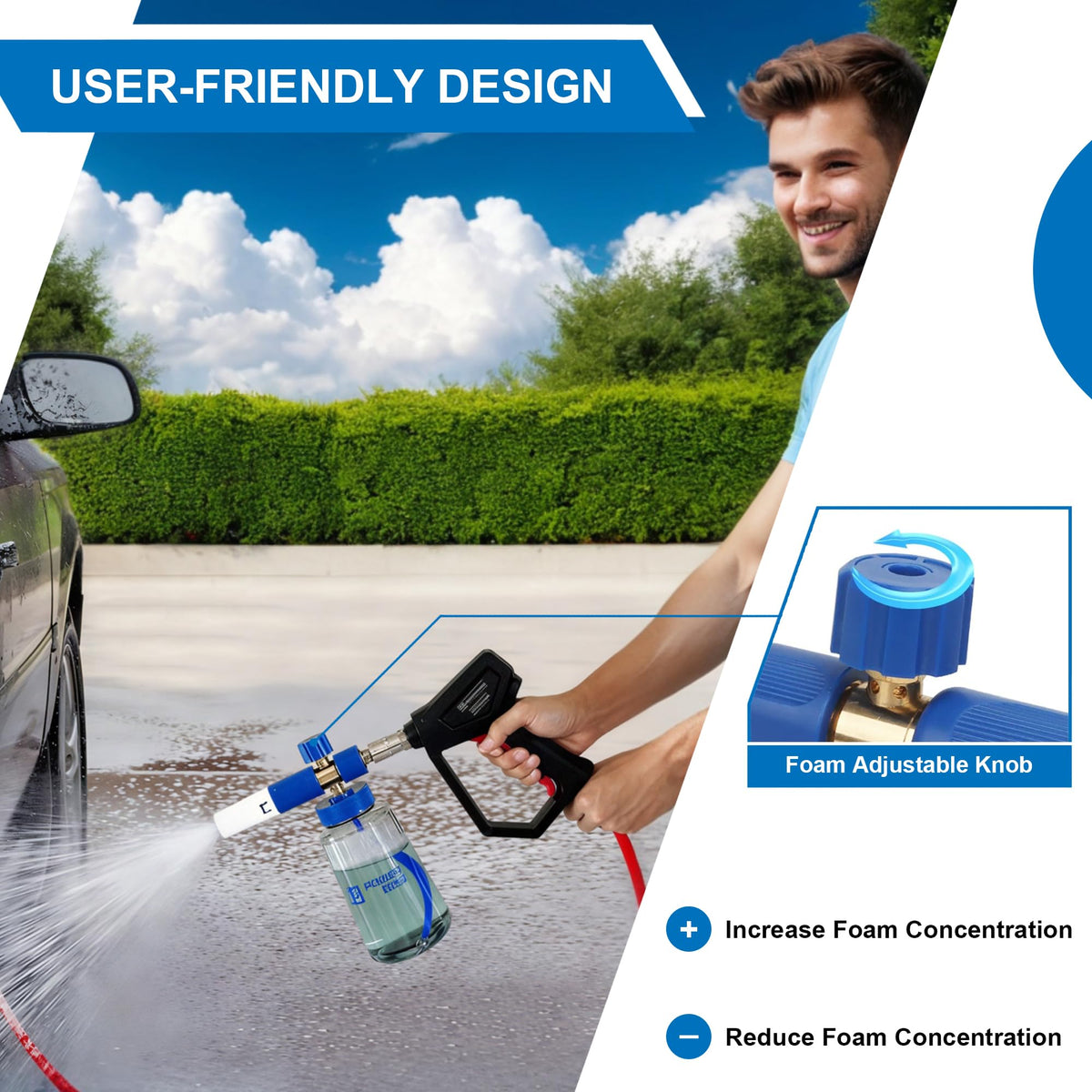 Power Town Foam Cannon Pro adjustable nozzles deliver thick, clingy foam.