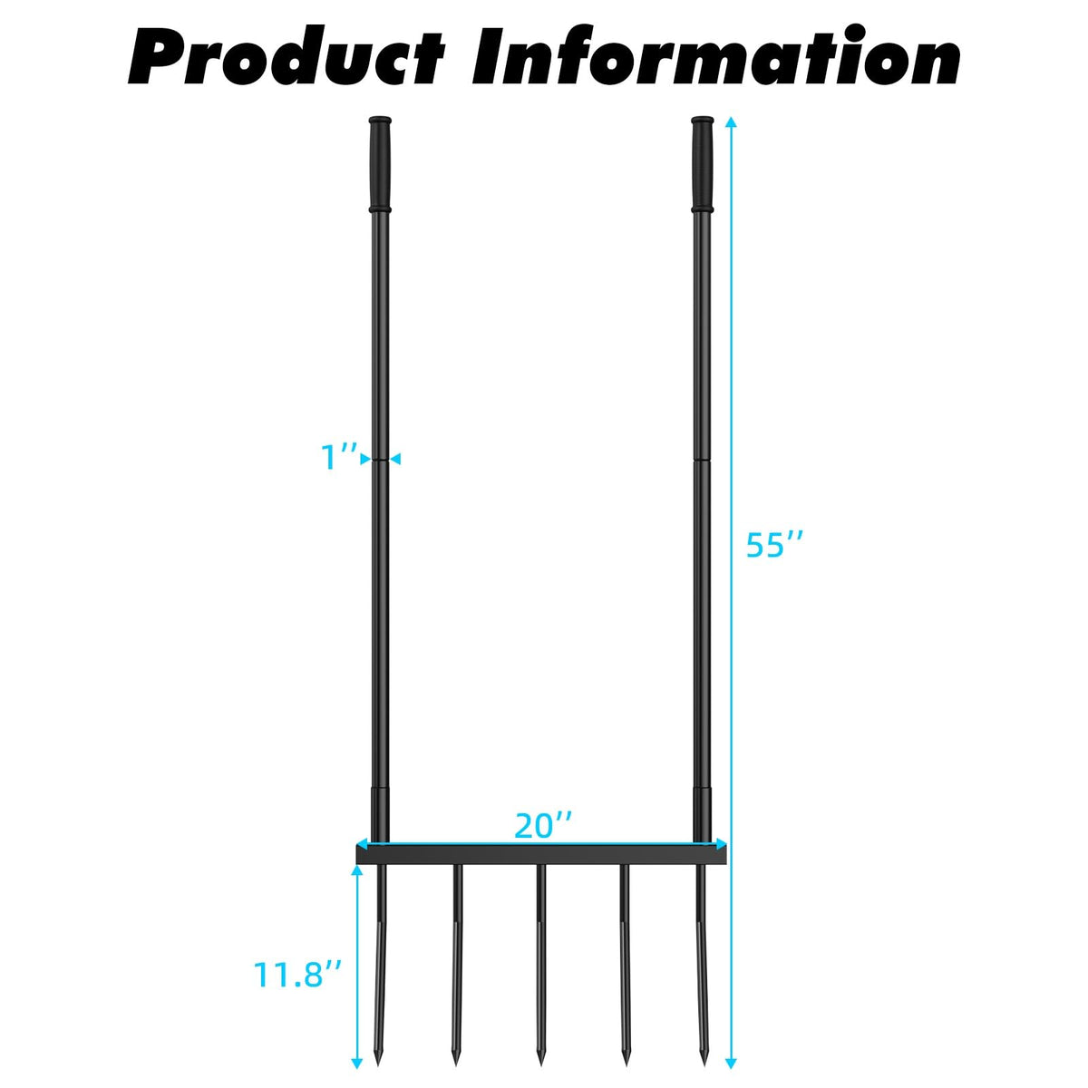 Powerber Broadfork wide foot bar in use for easy leverage in deep soil.