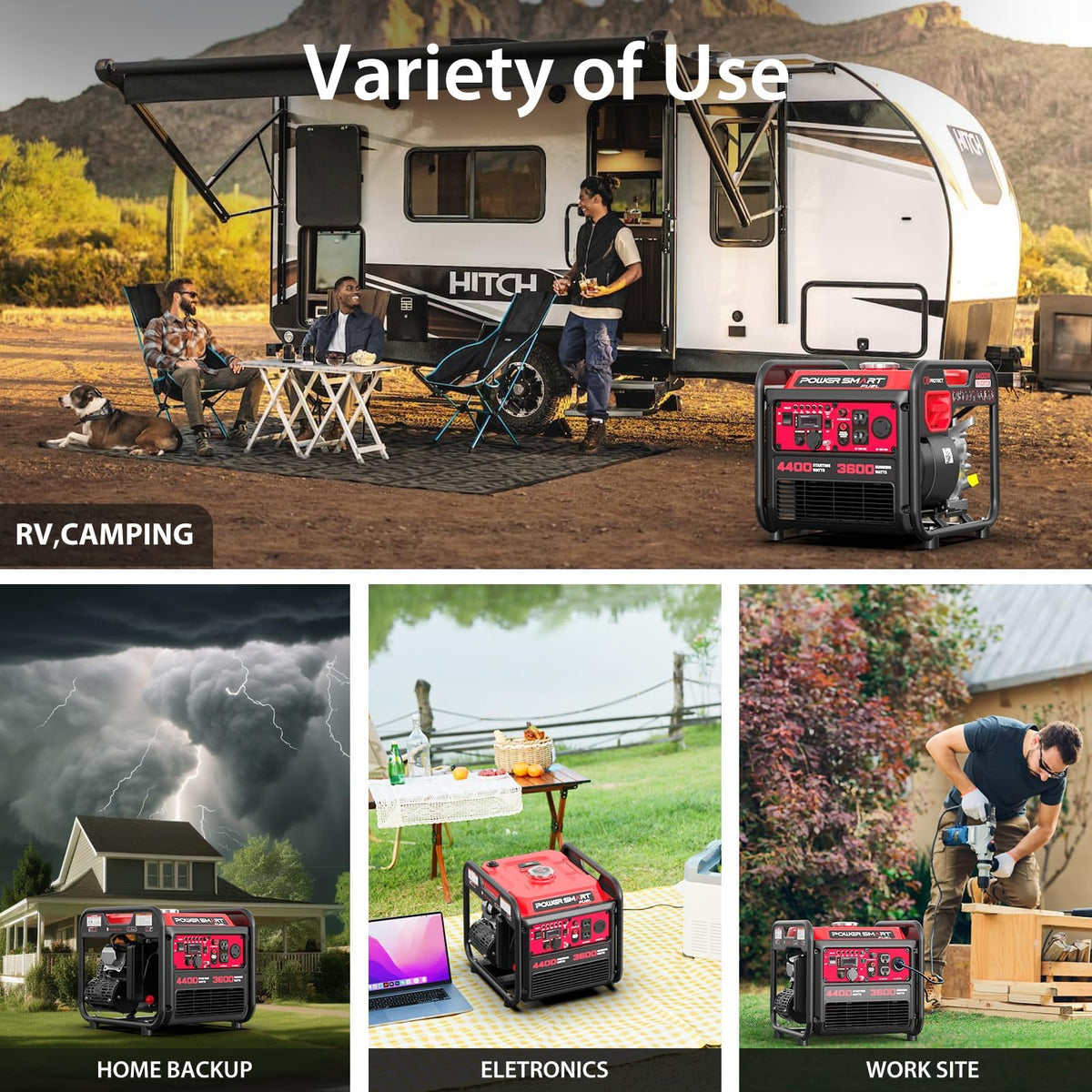 PowerSmart 4400-watt inverter generator portable design for job sites