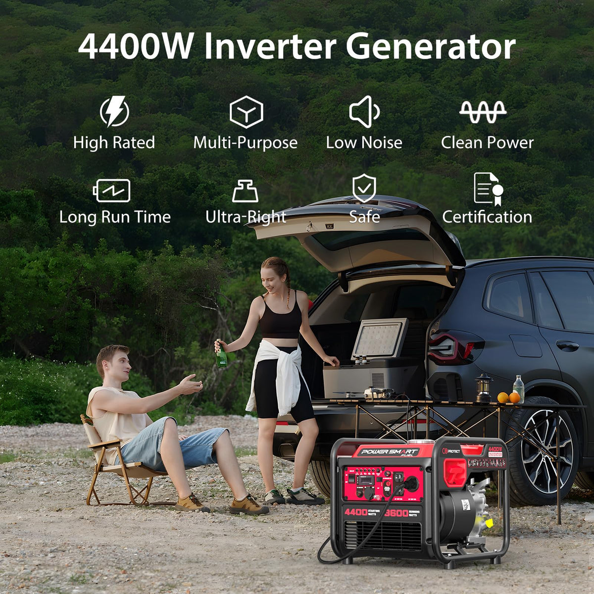 PowerSmart 4400-Watt CO-sensor display shows safety monitoring during operation