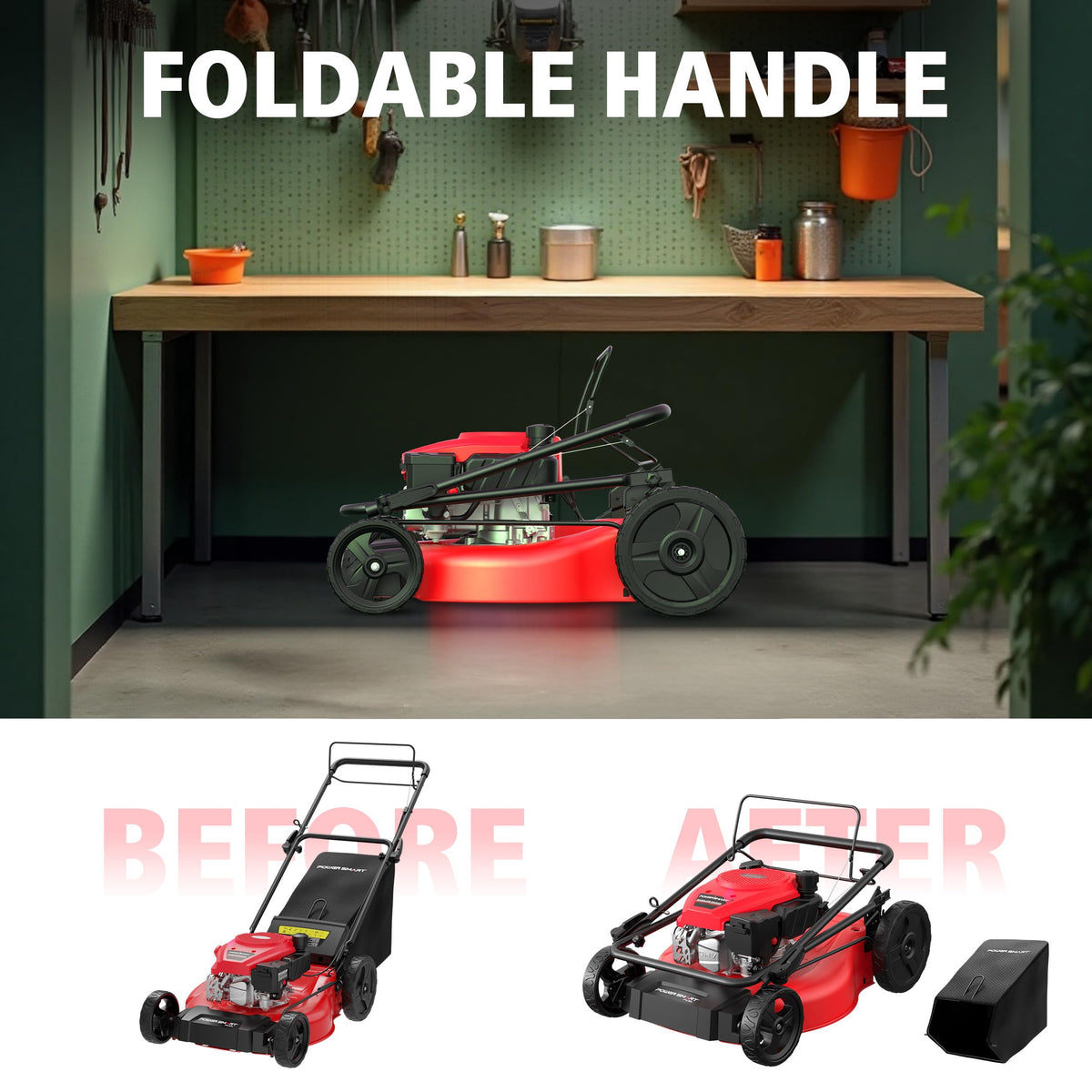 PowerSmart 6-position height adjustment lever for versatile cutting.