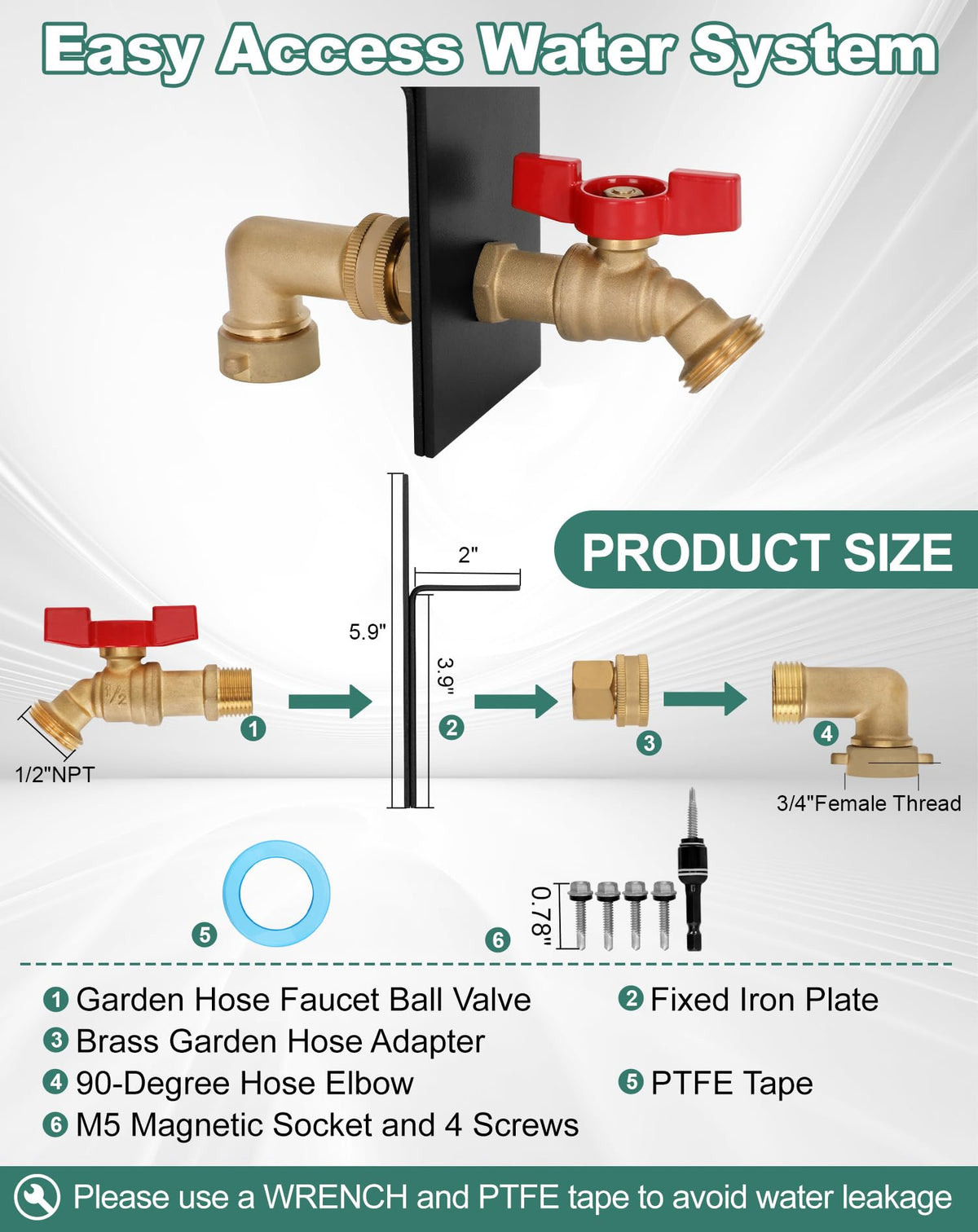 Powhorse universal 3/4 inch fit, fits standard garden hoses for quick connections.
