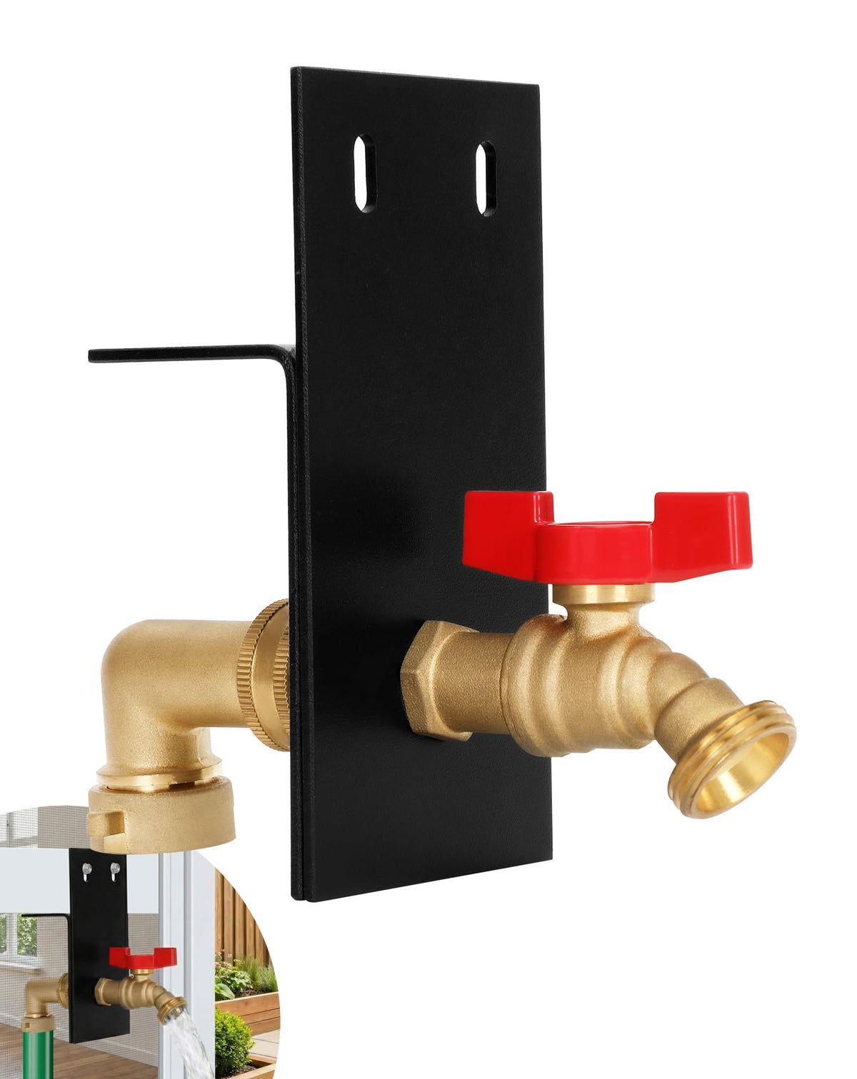 Powhorse water spigot kit outdoor brass body, durable and reliable for garden use.