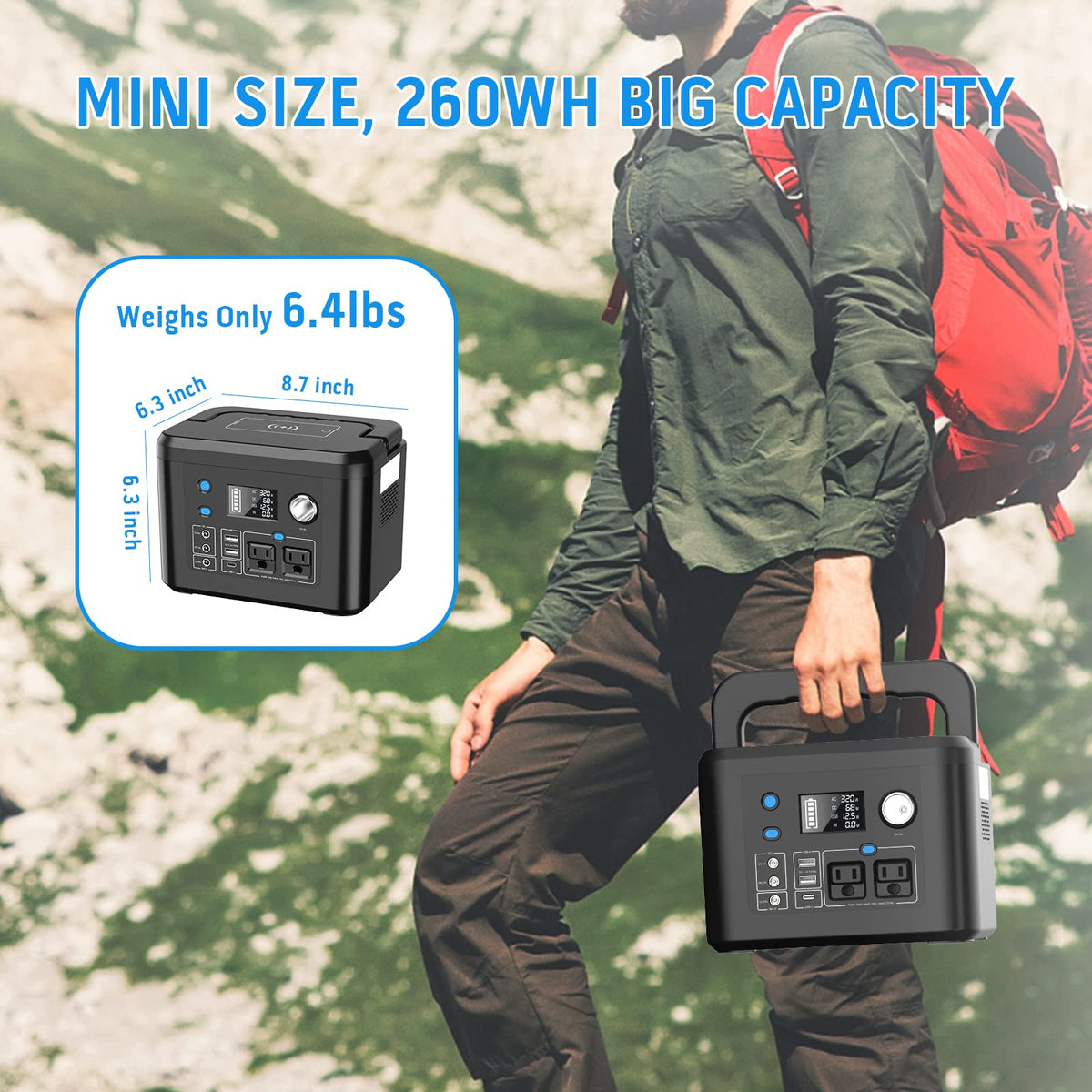 Powkey R350 110V outlets enable powering small devices outdoors.