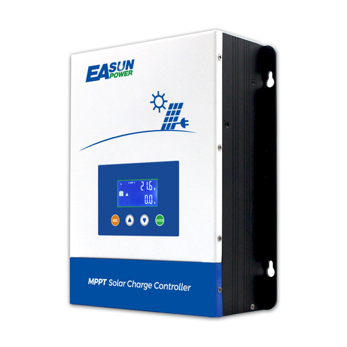 Powland 100A MPPT controller front display shows real-time system data for quick monitoring