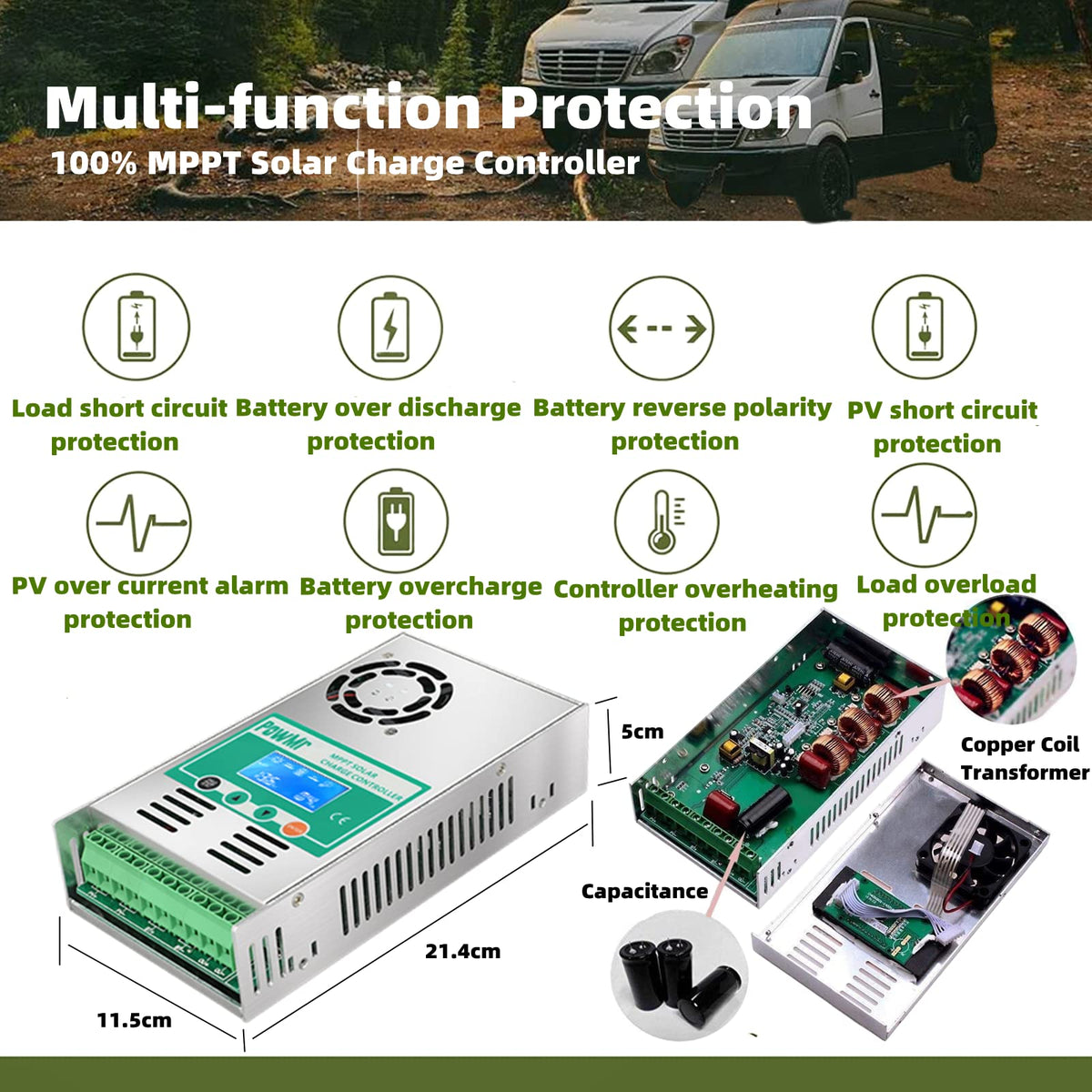 PowMr 9 AWG wires provide sturdy, low-loss connections.