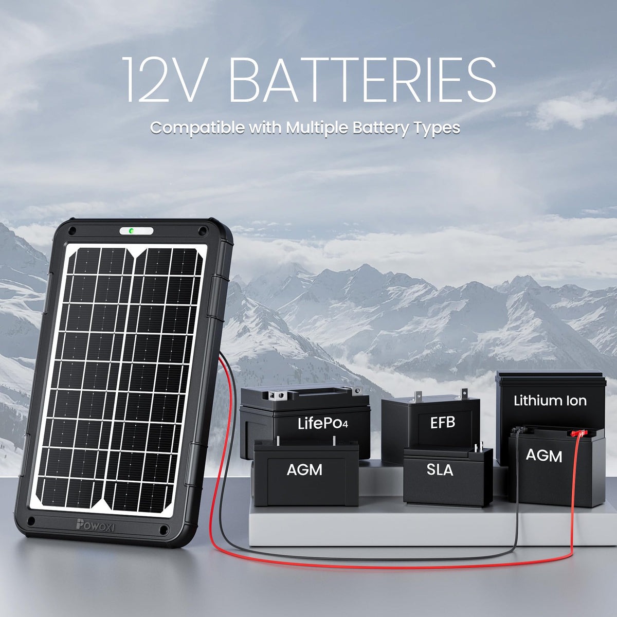 POWOXI alligator clips on battery enable direct charging without adapters.