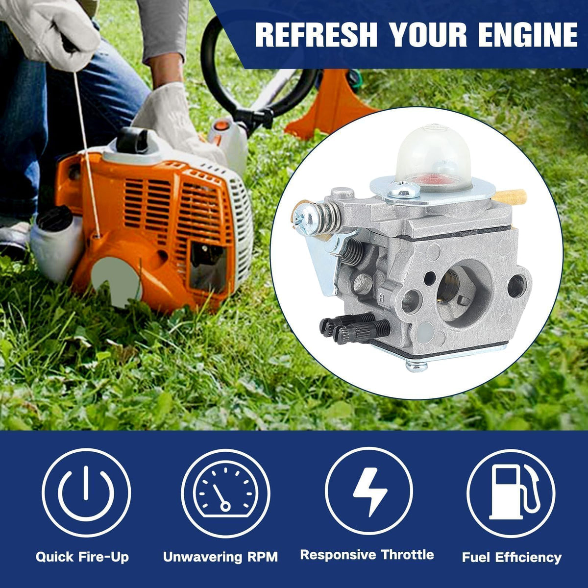 Powtol SRM 2100 carburetor grommet ensures vibration resistance and fit.