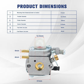 Powtol SRM 2100 carburetor spark plug included for reliable ignition.