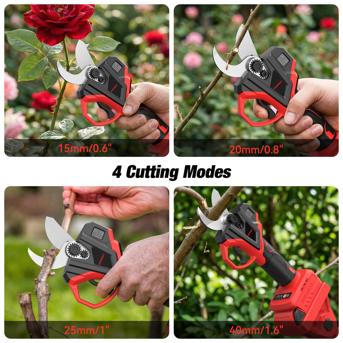 Poxsmuly device offering four adjustable cutting modes for branch sizes