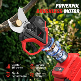 Poxsmuly cordless pruner with brushless motor for longer life and quieter operation