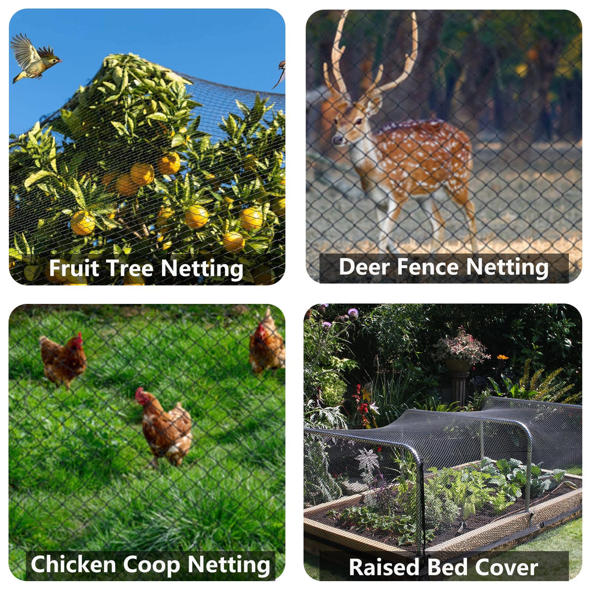 POYEE netting cuts to fit for custom garden shapes.