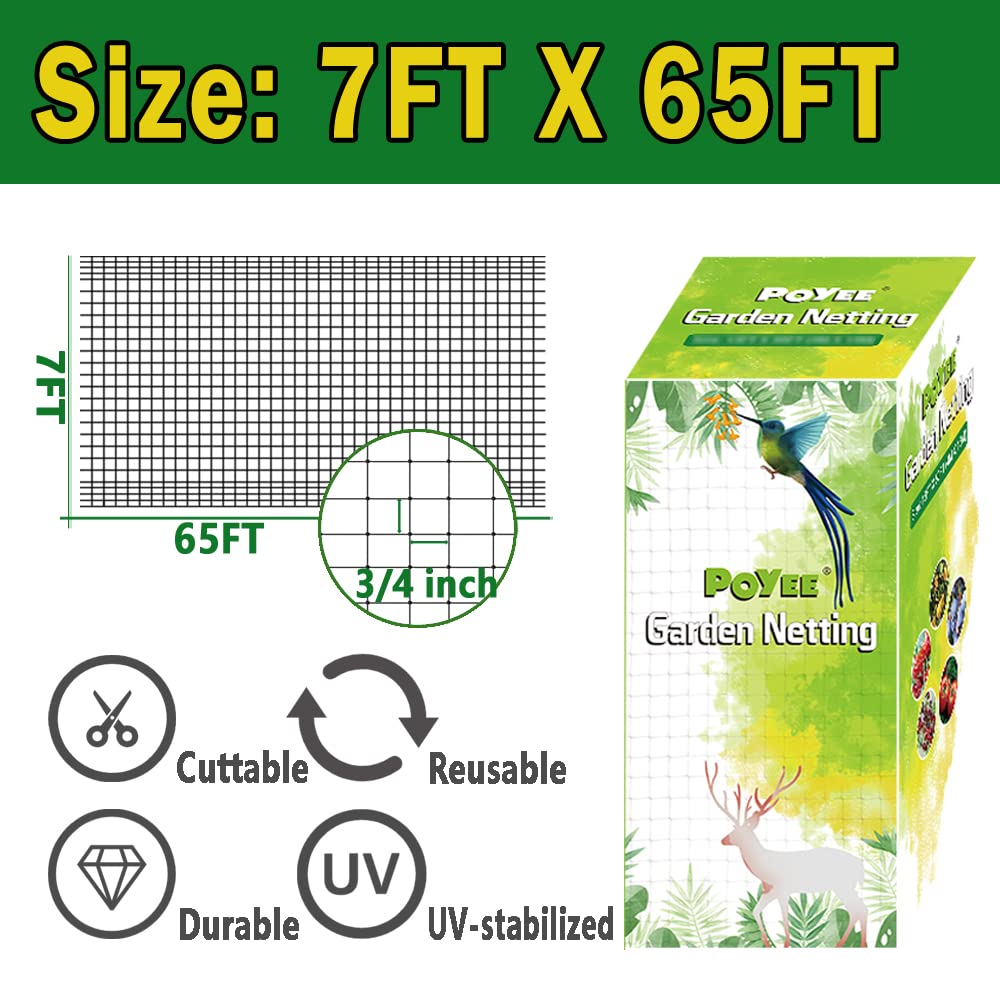POYEE square mesh garden netting provides wildlife-safe coverage.