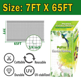 POYEE square mesh garden netting provides wildlife-safe coverage.