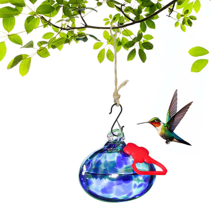 Pozfun small hummingbird feeder for outdoors hanging showcases durable hand-blown glass and easy outdoor setup.