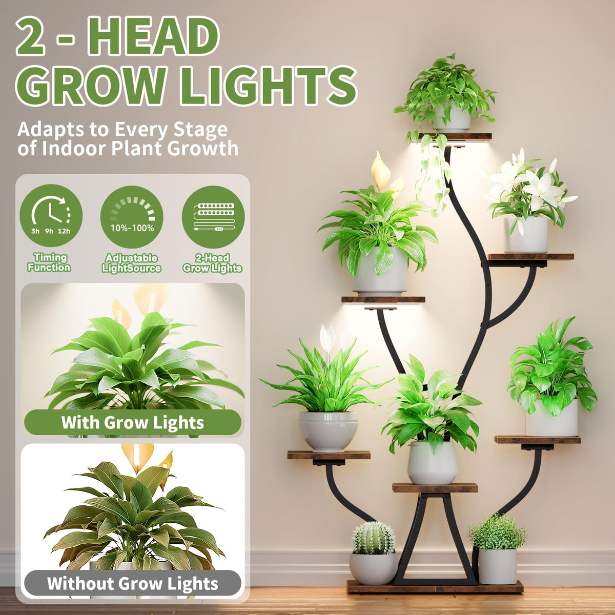 POZILAN 7-tier shelf maximizes vertical space for varied plants.