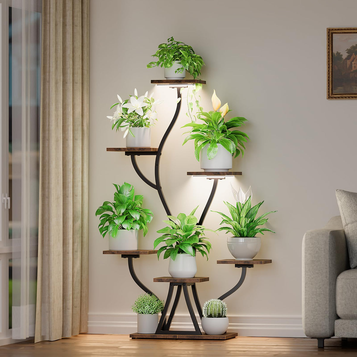 POZILAN indoor-outdoor rack adapts to living room or patio.