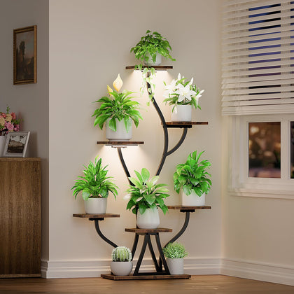 POZILAN plant stand with grow lights boosts growth in dim corners.