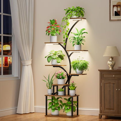 POZILAN tree-shaped plant stand with grow lights enhances indoor greens