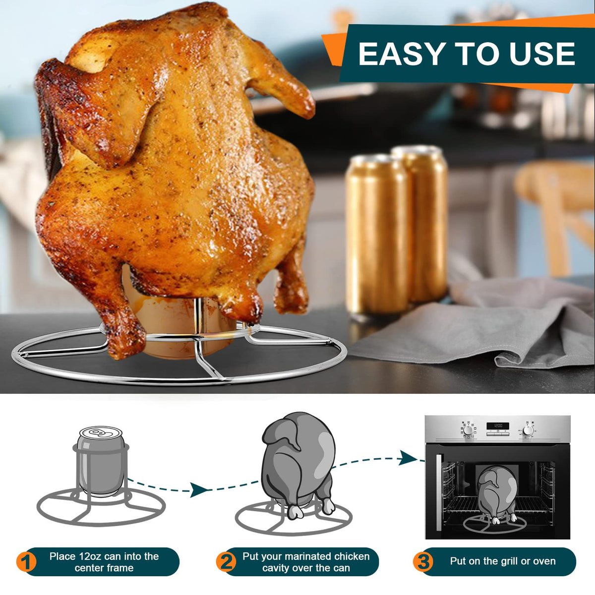 P&P CHEF 7 inch base fits 12 oz cans securely for beer can cooking.