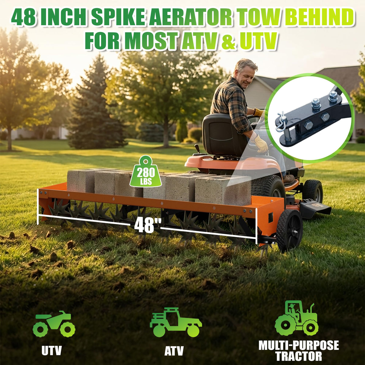 PPOLB 280lbs weight tray attached to galvanized frame for deeper soil penetration.