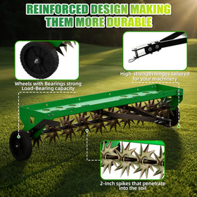 PPOLB aerator in use on a lawn, practical yard and farm-friendly design
