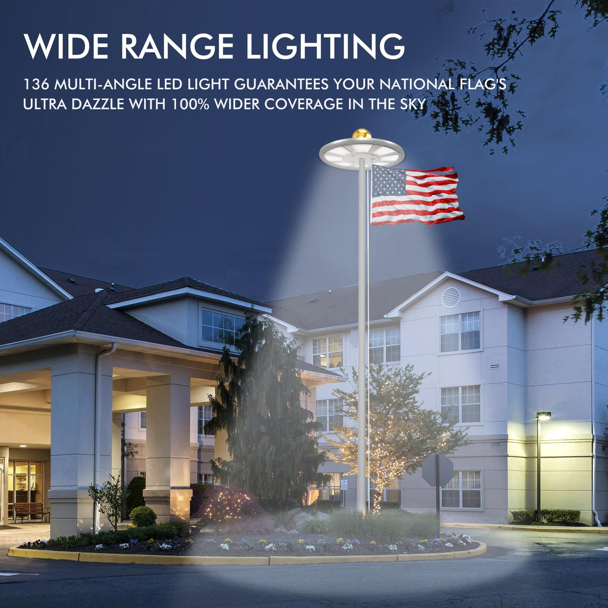 PPQ Ivory Flag Light showing 136 LEDs for full flag coverage