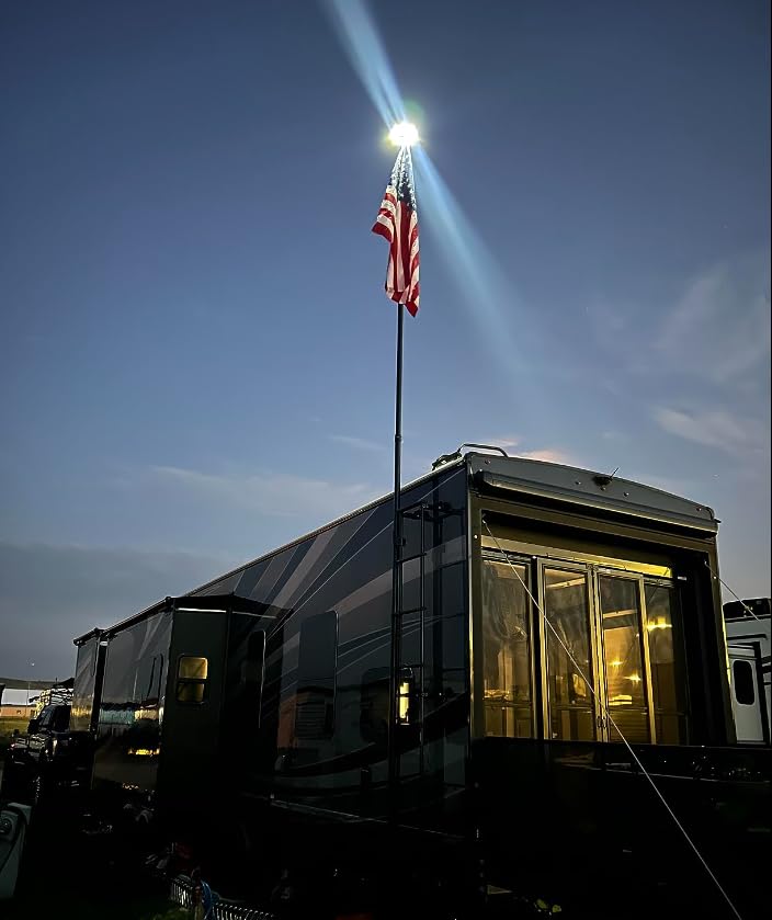 PPQ Ivory Flag Light solar panel array powering long dusk-to-dawn glow