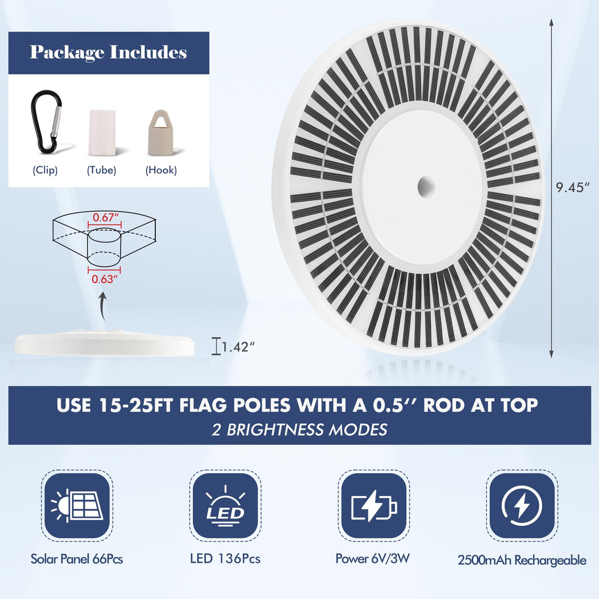 PPQ Ivory Flag Light with waterproof design for outdoor use