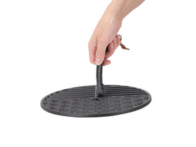 ppztkk Cast Iron Grill Lifter with leather rope for easy hanging outdoors