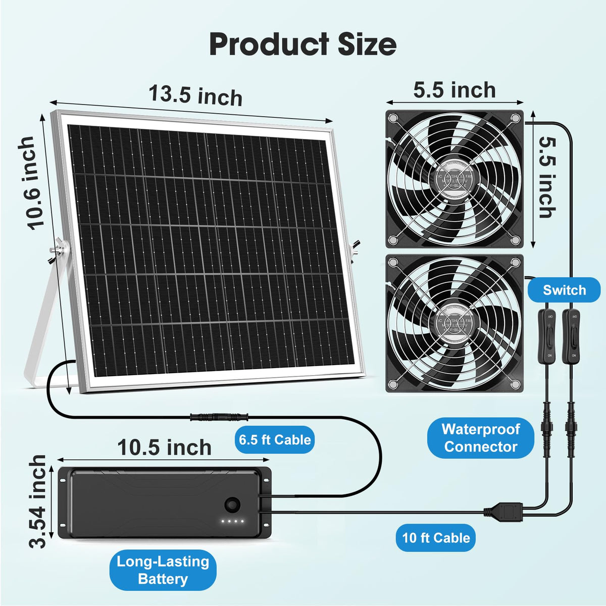 pqins 16.7 ft extension cable for easy outdoor installation.