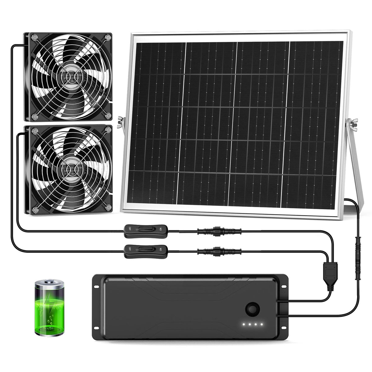 pqins solar fan in chicken coop for daytime ventilation.