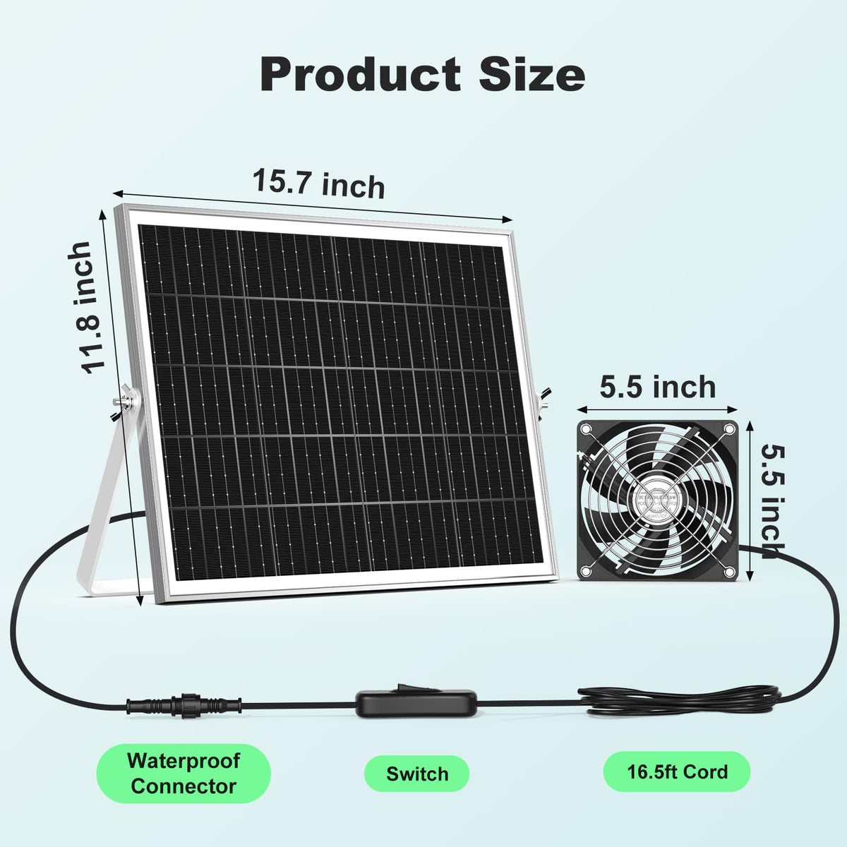 pqins solar panel outdoor mount demonstrating outdoor power for daytime ventilation