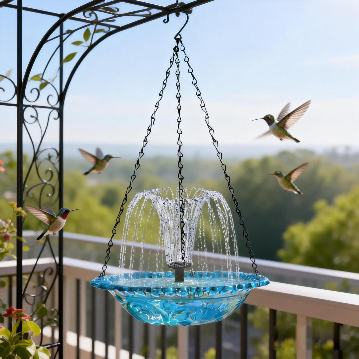 PQSQRJU pqsqrju-bird-attractor-patio-yard attracts birds to your garden with a welcoming fountain.