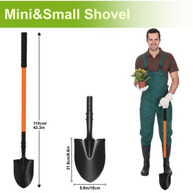 Pragmatist Small Shovel orange ergonomic grip supports comfortable extended use.