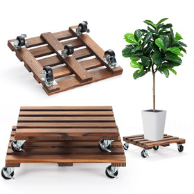 PRAQECZ 14in plant dolly with wheels moves heavy pots smoothly outdoors.