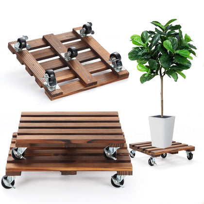 PRAQECZ 14in plant dolly with wheels moves heavy pots smoothly outdoors.