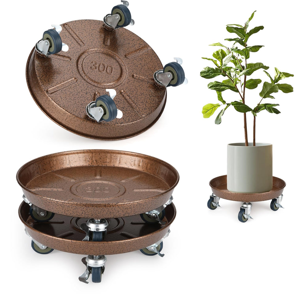PRAQECZ plant caddy wheels, 12-inch size for easy outdoor mobility.