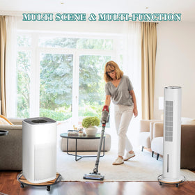 PRAQECZ plant stand with 360° lockable casters for secure placement.