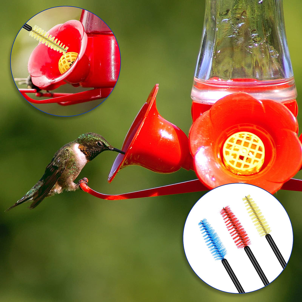 Prasacco hummingbird feeder brush yellow ready to clean small parts like bottles