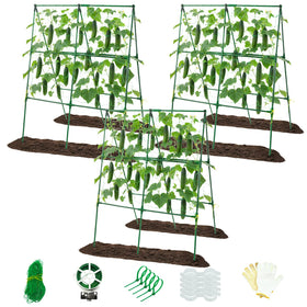Prashent raised-bed cucumber trellis with 50x33 A-frame for sturdy vertical support.