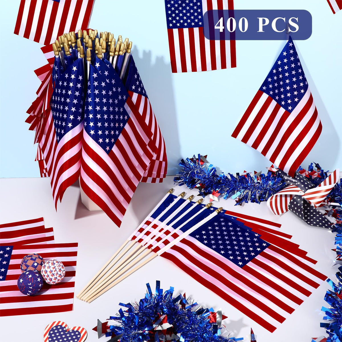 Preboun polyester flag 8x12 inches for durable event use.