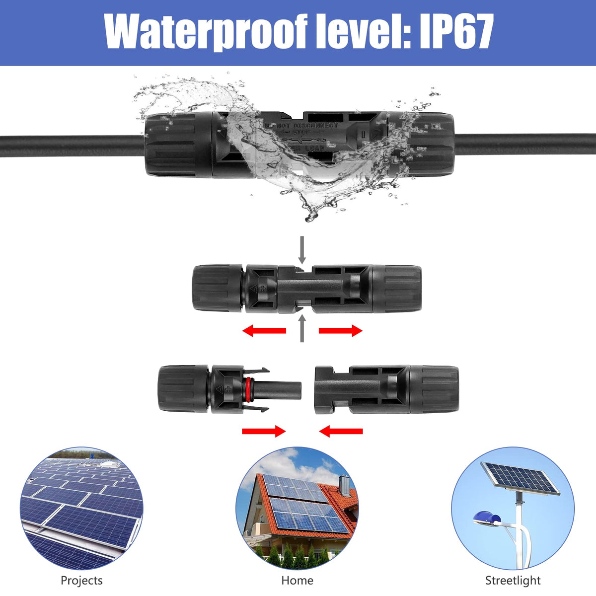 PRECIHW IP67 waterproof seal enhances dust and water resistance in outdoor solar installations.